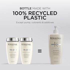 KÉRASTASE before and after hair comparison showing fuller, shinier strands