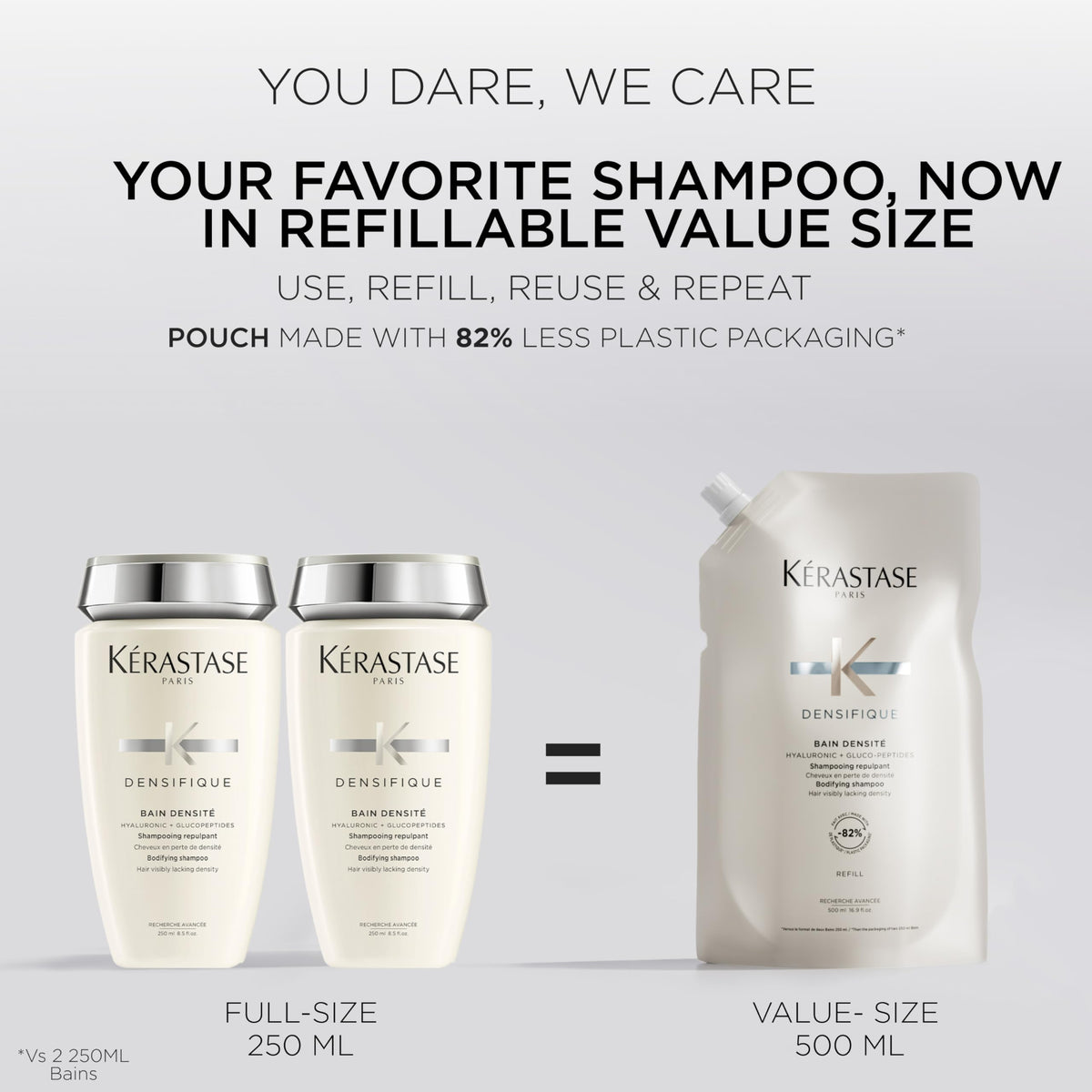 KÉRASTASE before and after hair showing improved fullness benefit