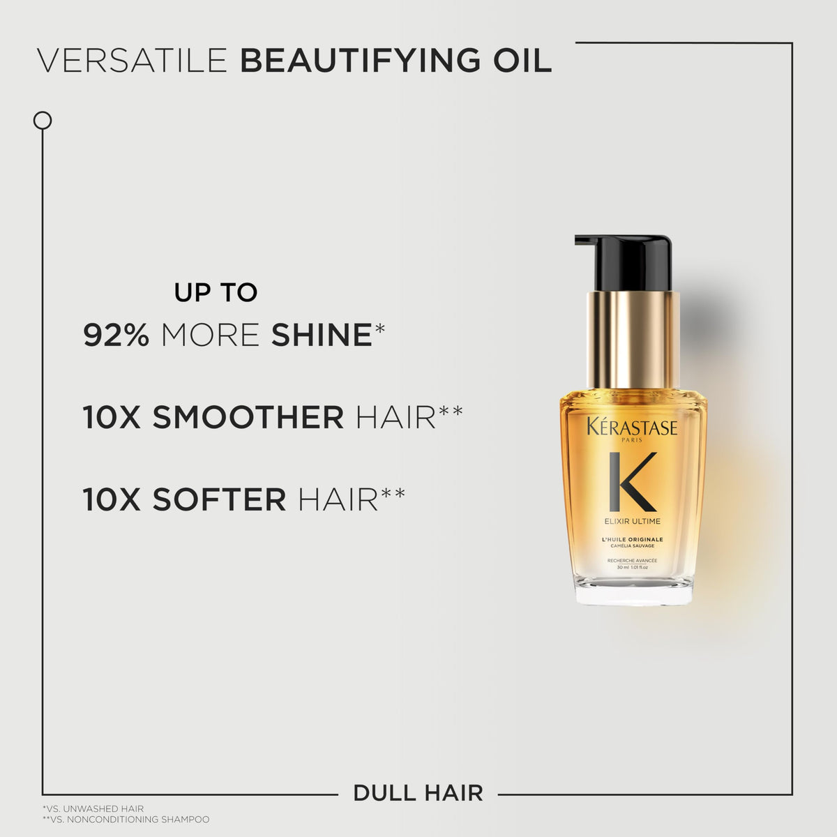 KÉRASTASE close-up dispensing oil, shows controlled pump and light texture