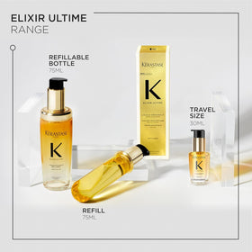 KÉRASTASE styled hair after use, smoother shinier finish visible