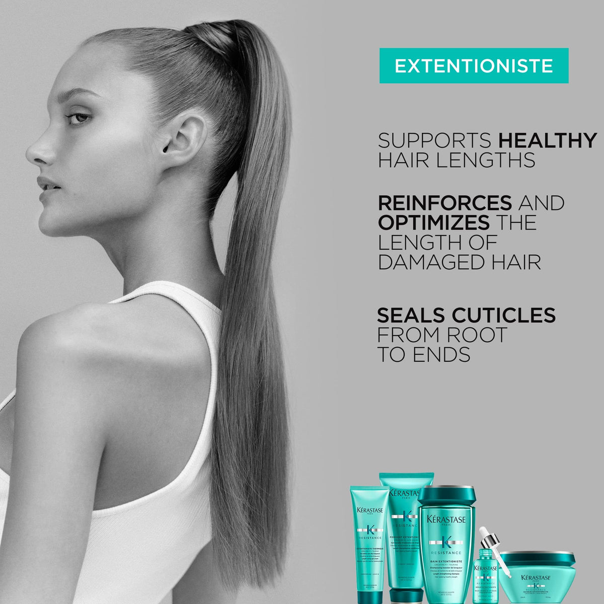 KÉRASTASE hand applying serum to scalp demonstrating targeted scalp care