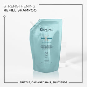 KÉRASTASE refill beside pump bottle showing convenient refill use