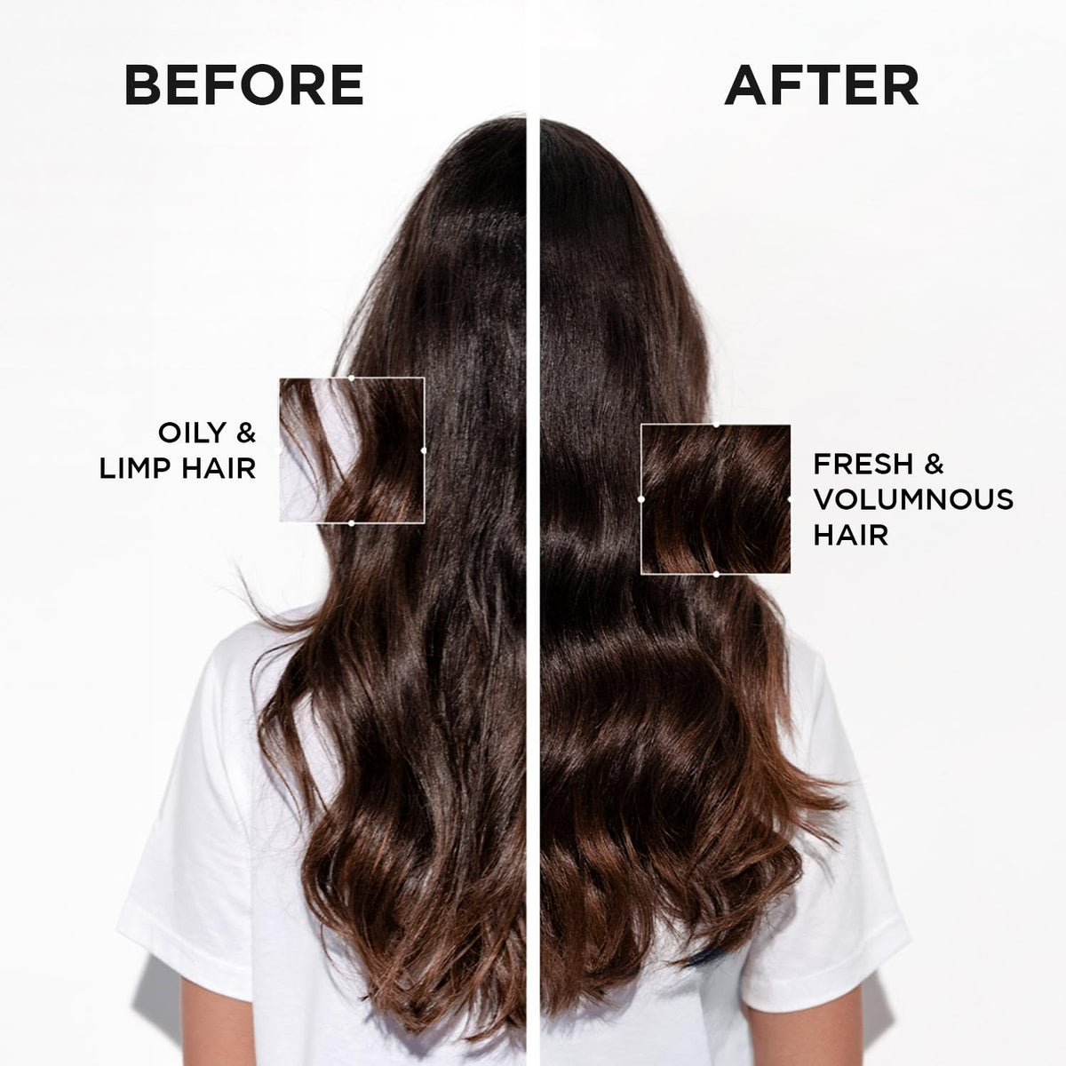 KÉRASTASE applied to roots on model demonstrating fast scalp refresh benefit