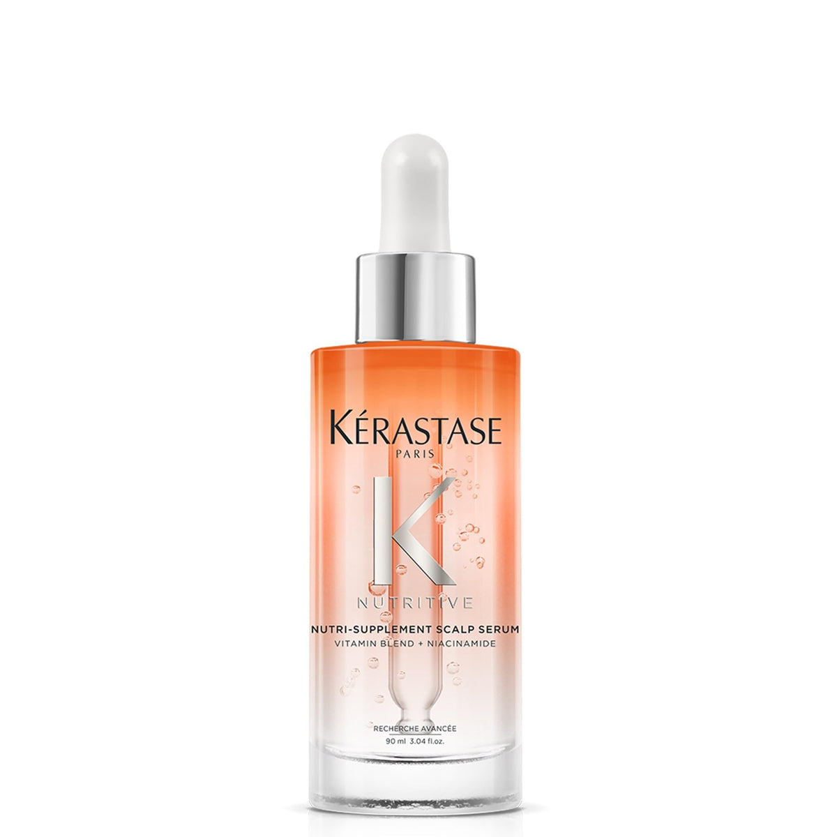 KÉRASTASE front packaging of Nutritive scalp serum showing clean labeling and bottle benefit
