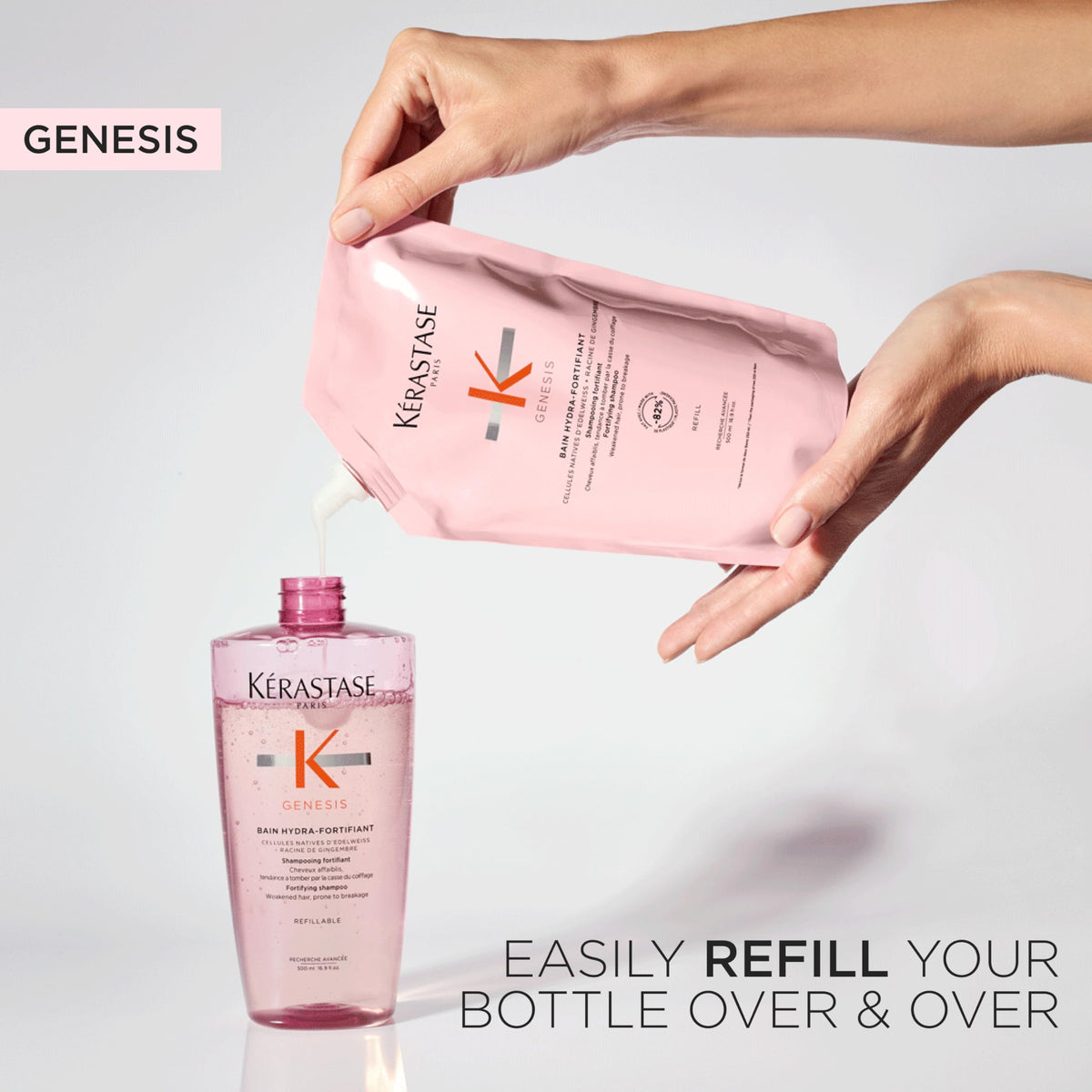 KÉRASTASE lather forming in hand illustrating gentle cleansing and softening action