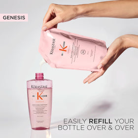 KÉRASTASE lather forming in hand illustrating gentle cleansing and softening action