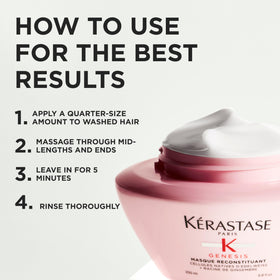 KÉRASTASE close-up on hair ends showing restored softness and smoothness