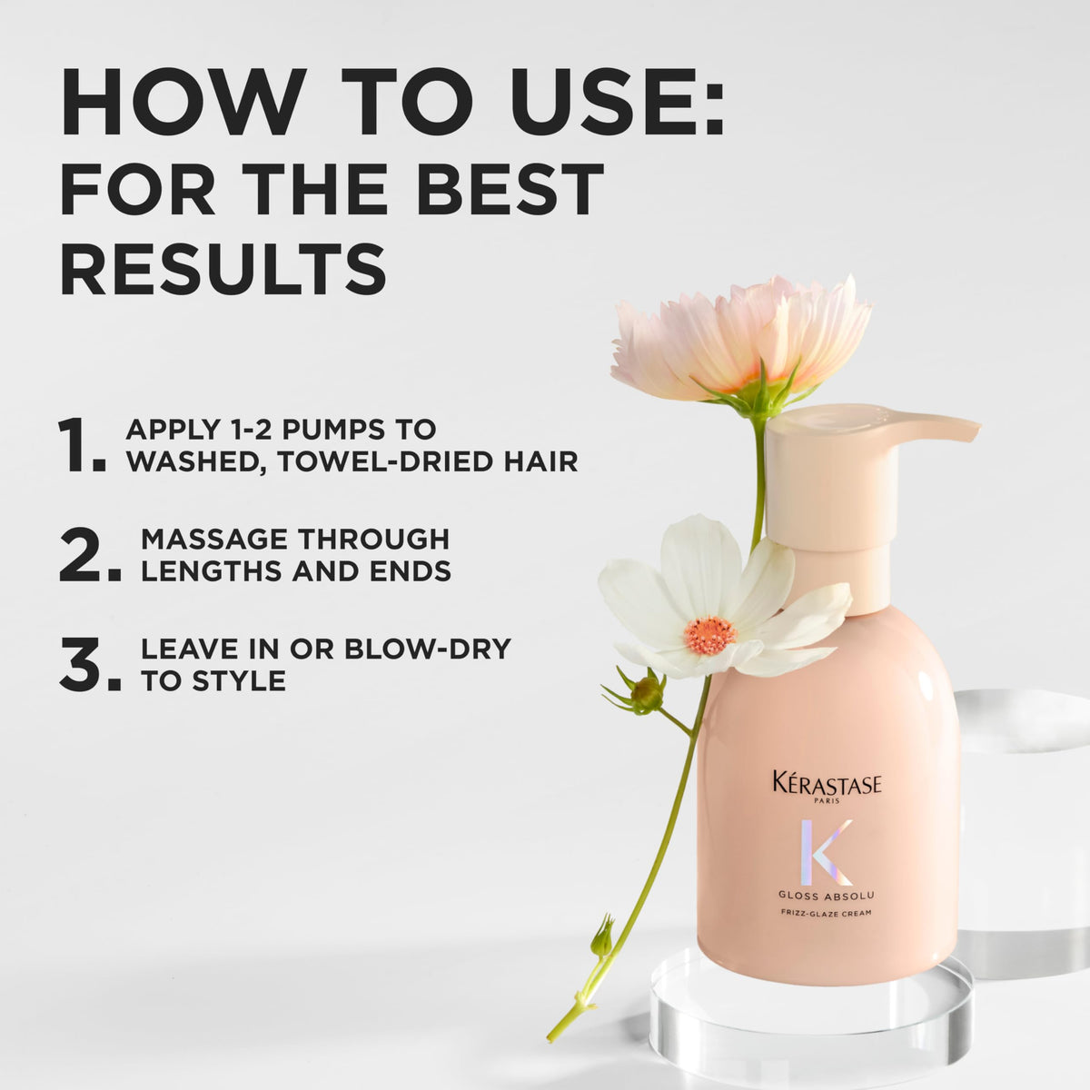 KÉRASTASE applied in hand demonstrating smooth spread and frizz control