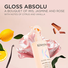 KÉRASTASE bottle staged in bathroom styling setup to suggest real use