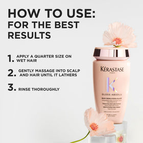KÉRASTASE bottle beside ruler indicating 8.5 fl oz size for scale clarity