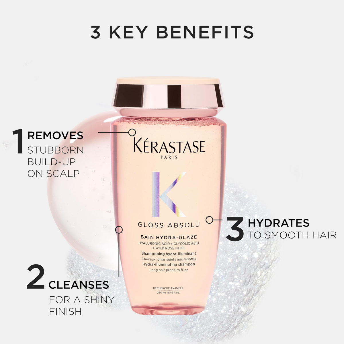 KÉRASTASE gel-to-foam texture close-up showing lightweight lather and smooth feel