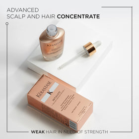 KÉRASTASE close-up droplet of serum highlighting smooth texture and quick absorption