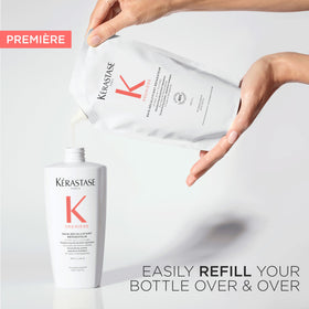 KÉRASTASE rich lather on wet hair illustrating gentle cleansing and smoothing benefit