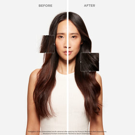 KÉRASTASE applying mask to mid-lengths, demonstrates easy detangling benefit