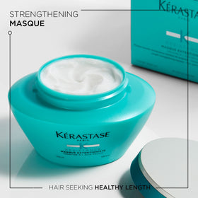 KÉRASTASE close-up of creamy mask texture, highlights rich restorative feel