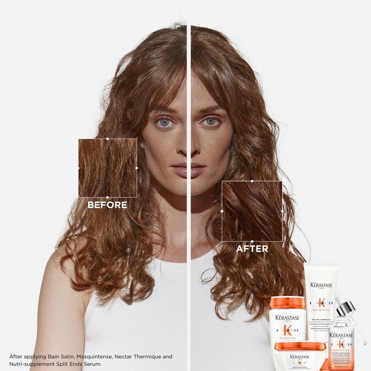 KÉRASTASE cream texture closeup showing smooth consistency for lightweight nourishment