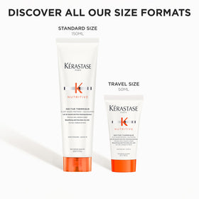 KÉRASTASE product staged with blow-dryer and brush for heat styling prep