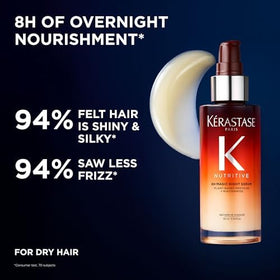KÉRASTASE application on dry hair demonstrating even distribution for overnight protection
