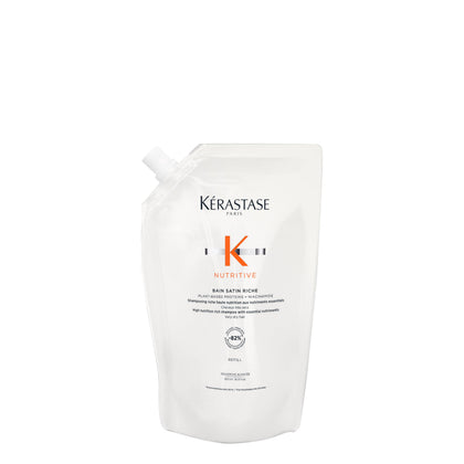 KÉRASTASE refill pouch front view showing product and branding for sustainable refill benefit