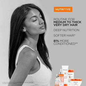 KÉRASTASE shampoo in hand demonstrating amount and application ease
