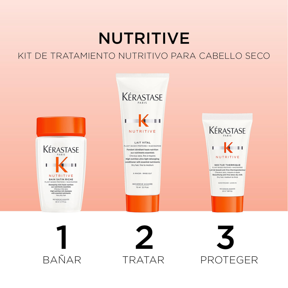 KÉRASTASE products next to hand for scale showing compact travel sizes