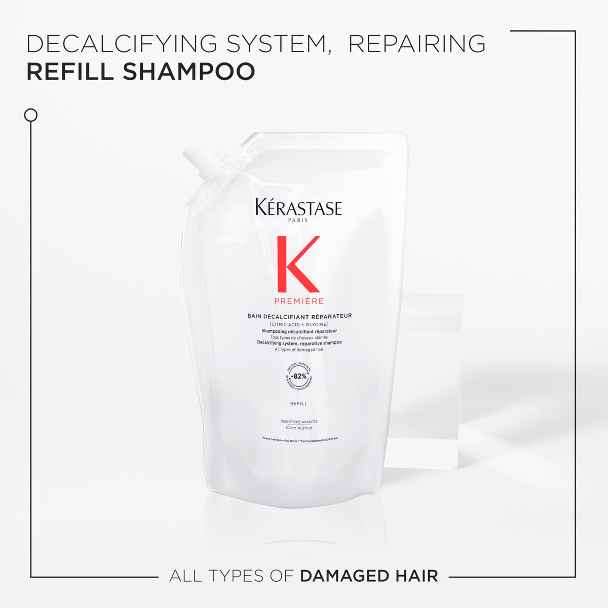 KÉRASTASE before and after hair comparison, displays improved smoothness and shine