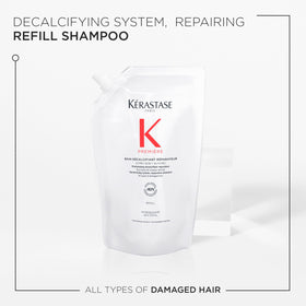 KÉRASTASE before and after hair comparison, displays improved smoothness and shine
