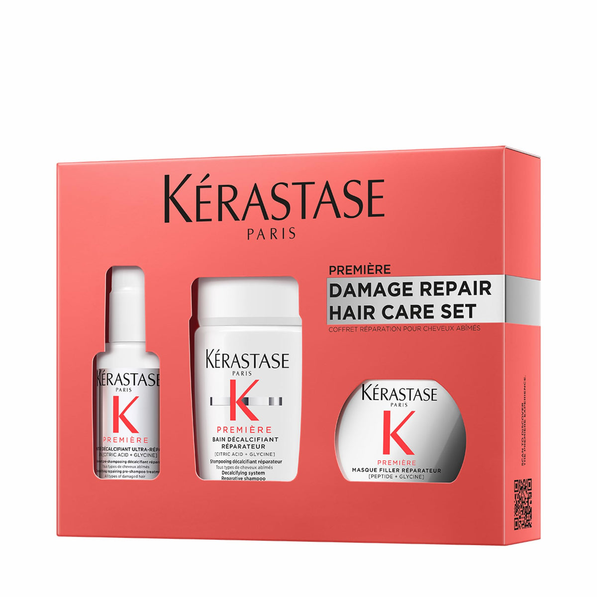 KÉRASTASE front packaging of the Premiere Discovery Set showing trio and clarity benefits