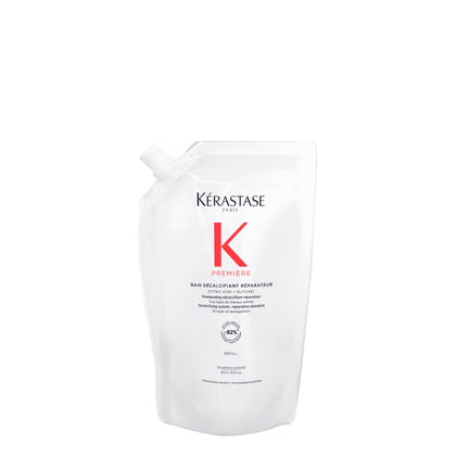 KÉRASTASE front packaging showing bottle and refill, presents premium refill benefit