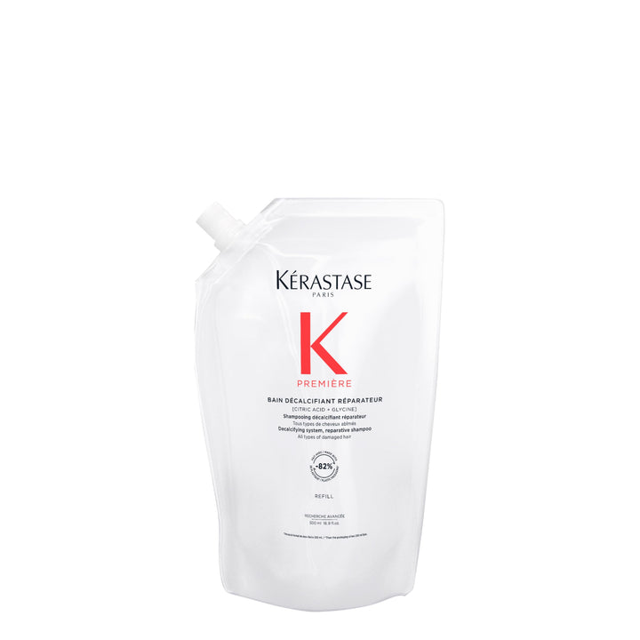 KÉRASTASE front packaging showing bottle and refill, presents premium refill benefit