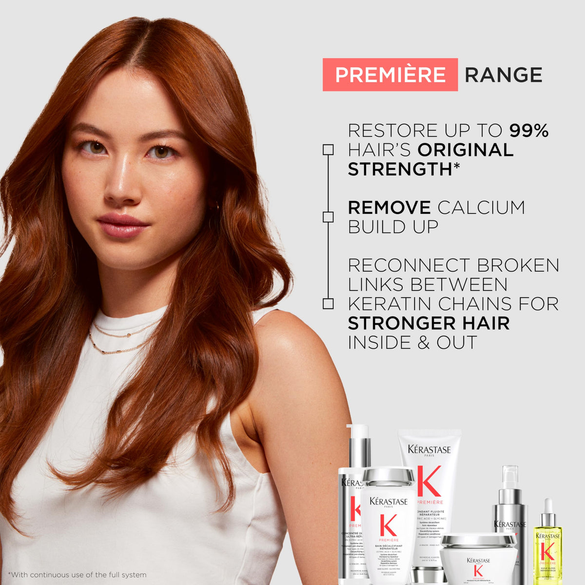 KÉRASTASE bottle on bathroom shelf depicting everyday routine benefit