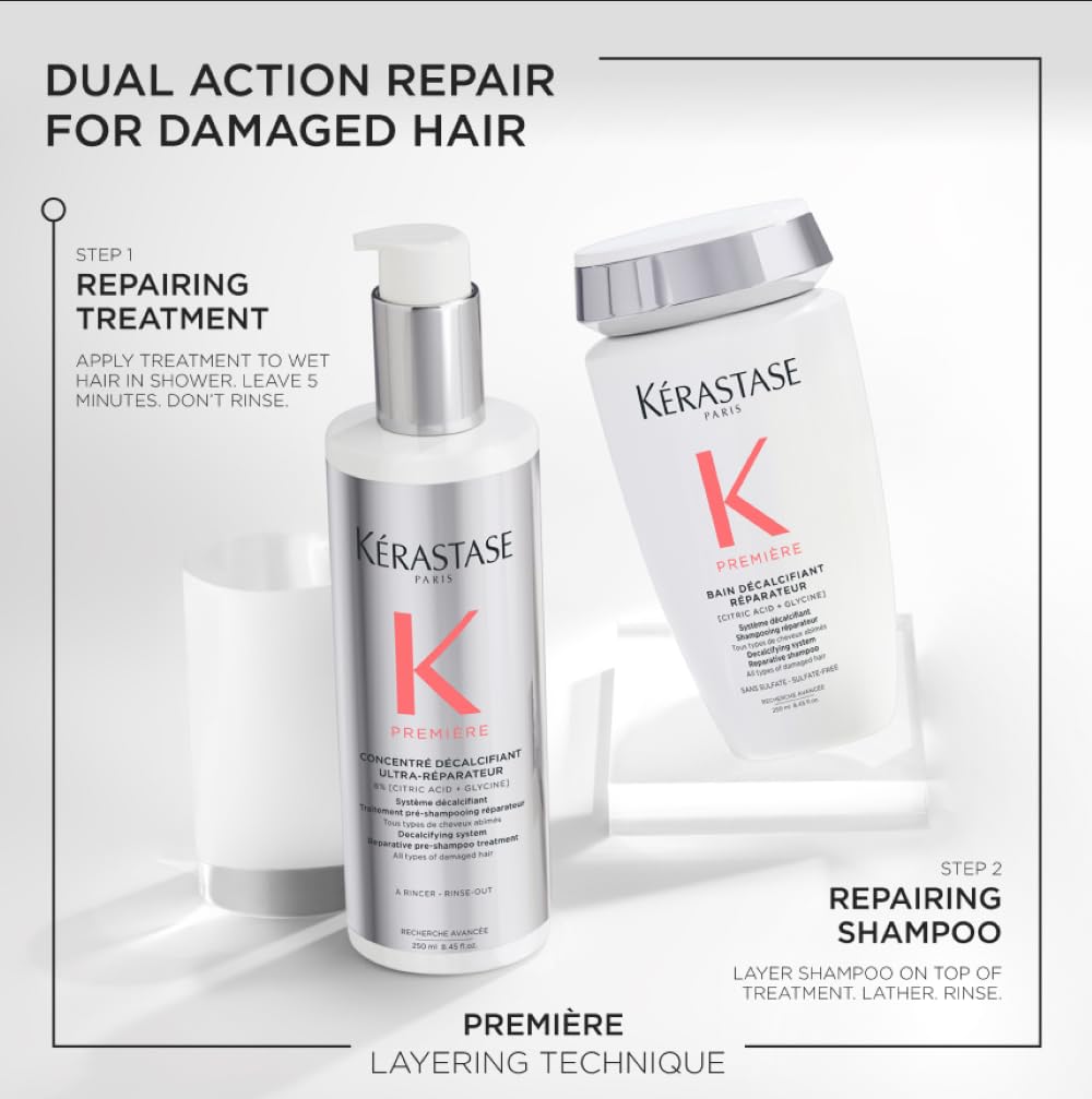 KÉRASTASE ingredient display with citric acid emphasizing decalcifying benefit