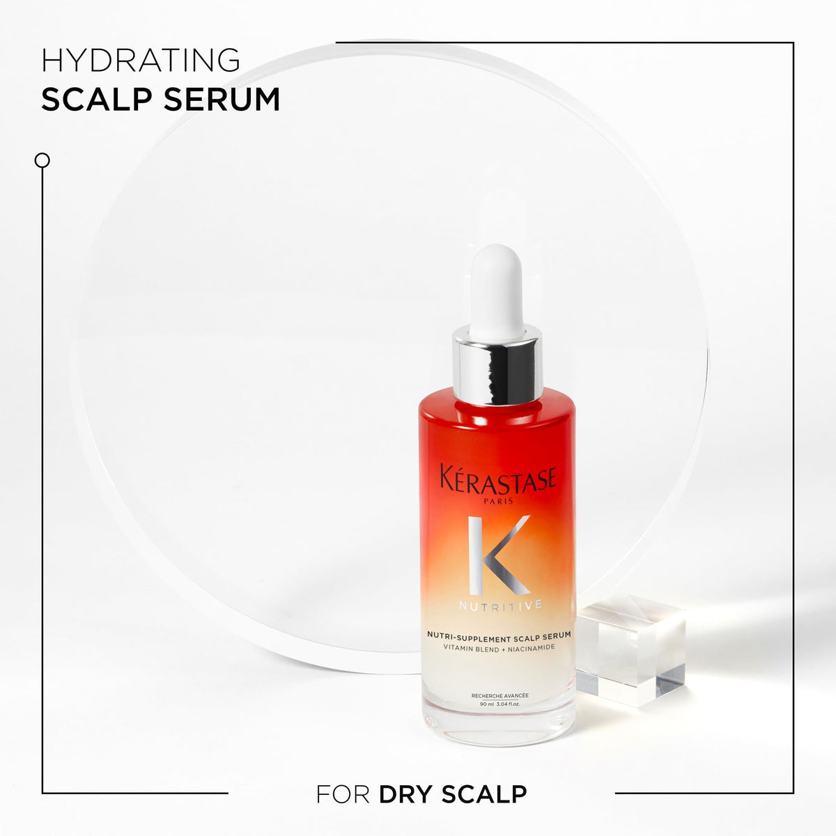 KÉRASTASE 90 ml bottle shown next to a ruler for size and scale convenience benefit