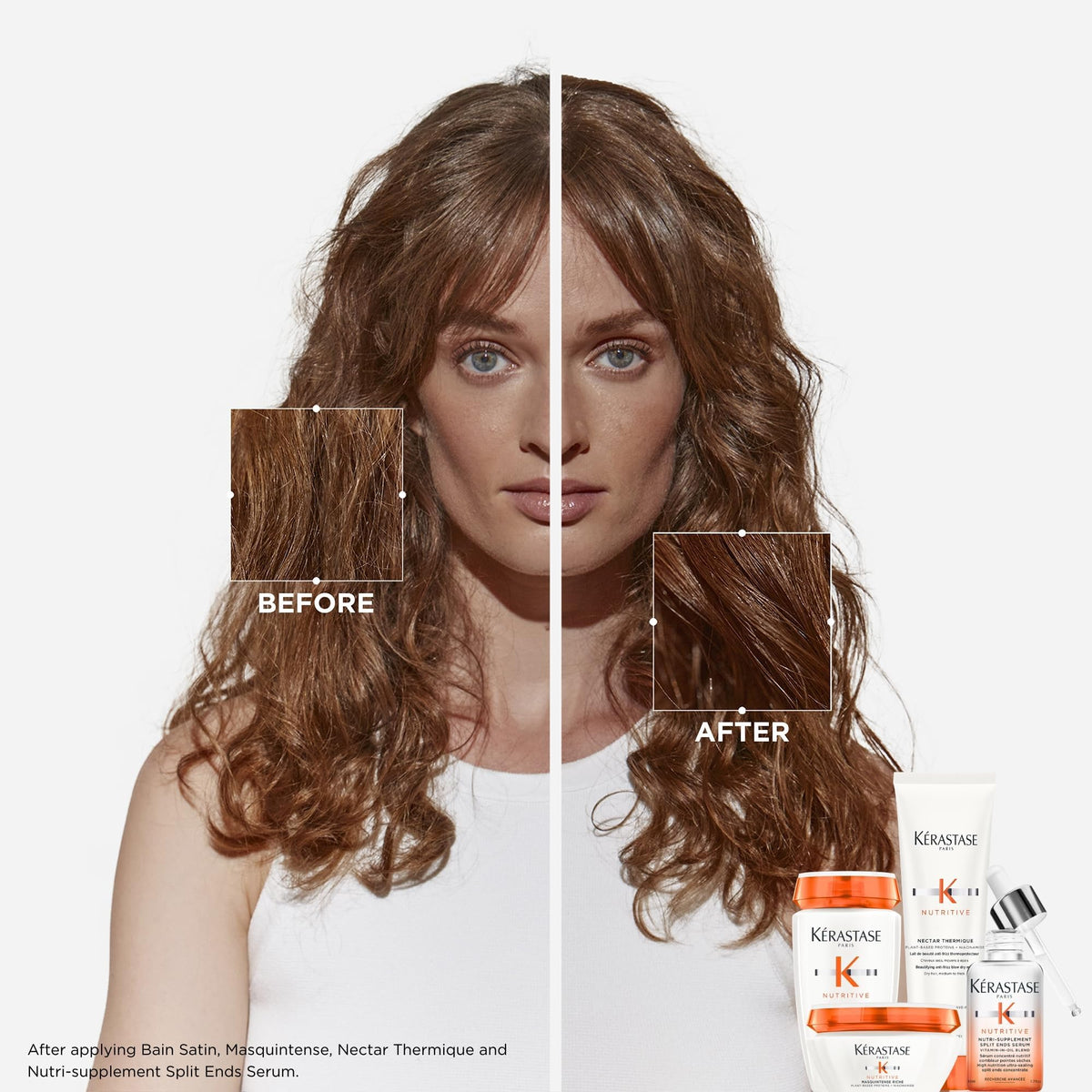 KÉRASTASE texture drop on hand showing lightweight fast-absorbing formula benefit