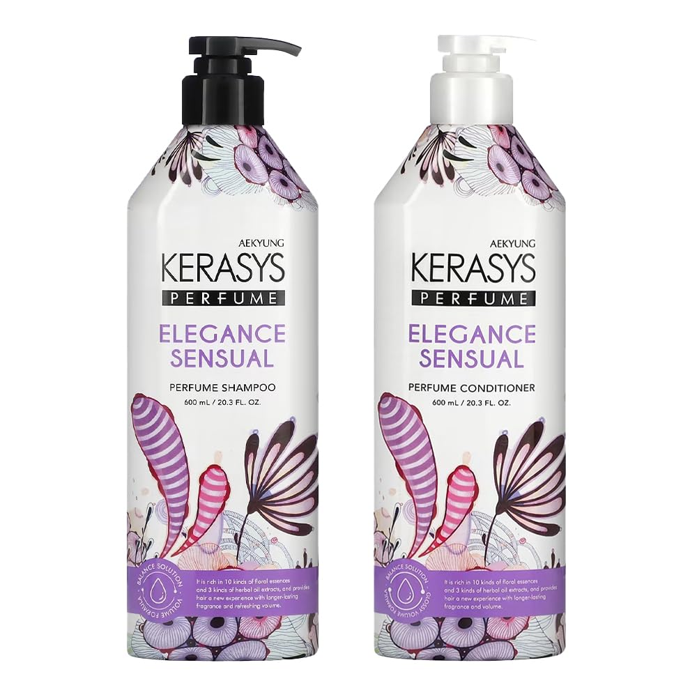 Kerasys bottles front packaging showing elegant labels and salon-sized volume benefit