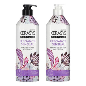 Kerasys bottles front packaging showing elegant labels and salon-sized volume benefit