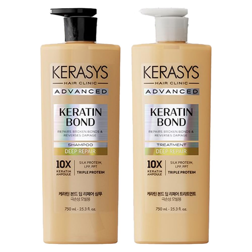 Kerasys front packaging showing the keratin bond set for deep repair and smooth finish