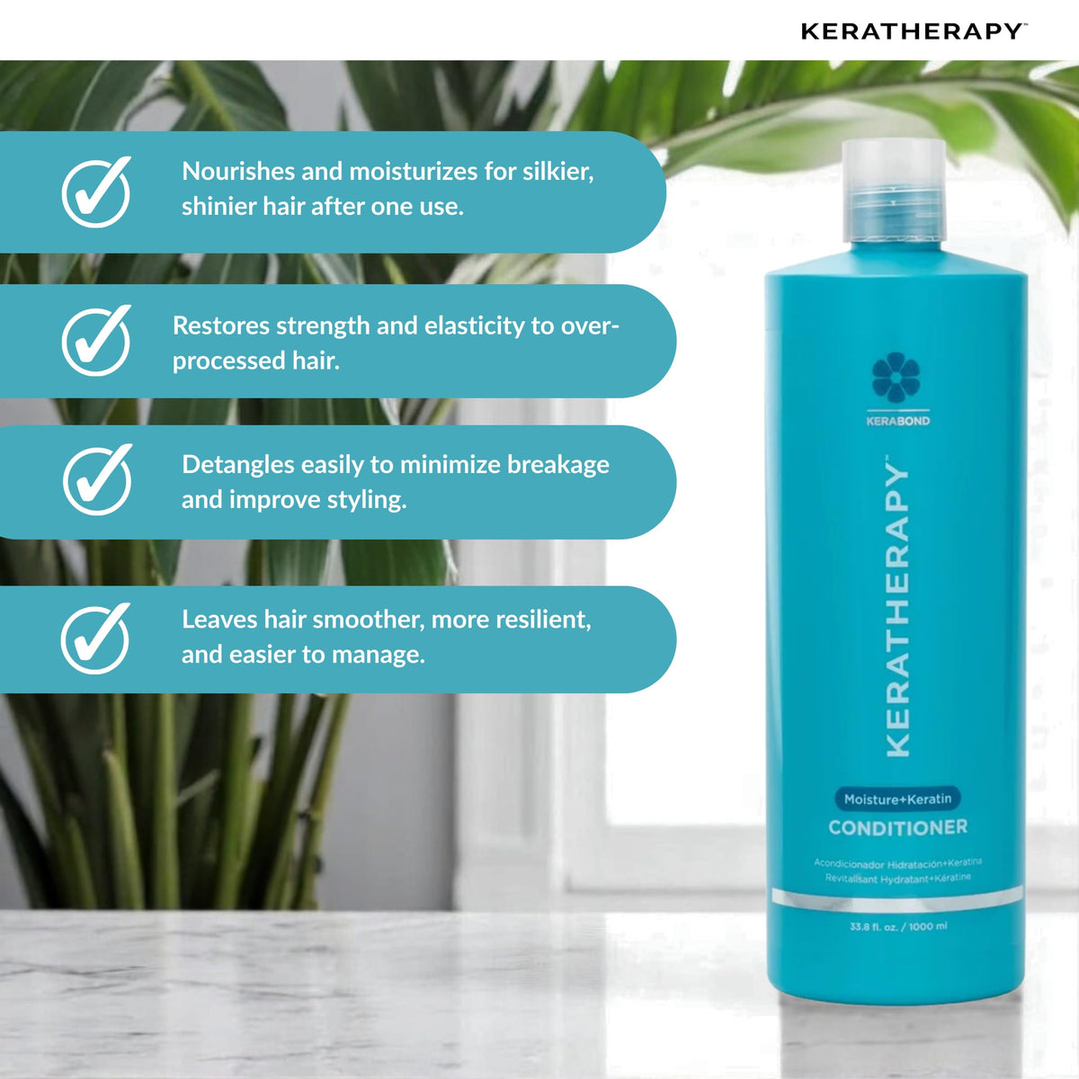 KERATHERAPY applying conditioner to mid-lengths and ends for targeted moisture