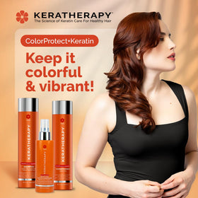 KERATHERAPY before and after hair showing improved color and shine benefit