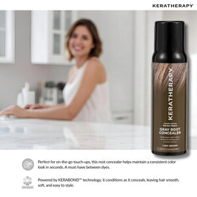 Keratherapy before and after part line showing visible disguise of gray roots benefit