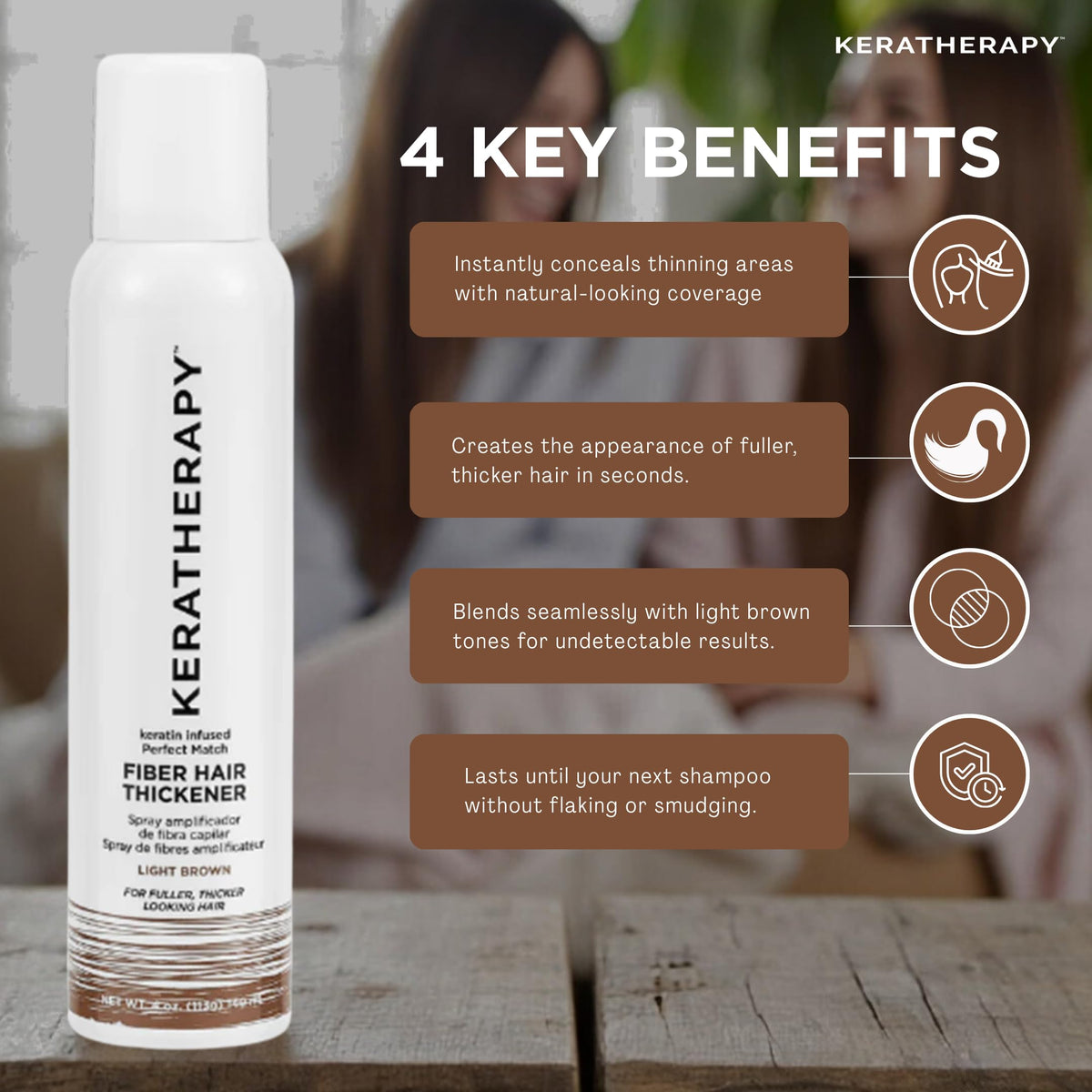 KERATHERAPY spray nozzle close-up for precise fiber application benefit