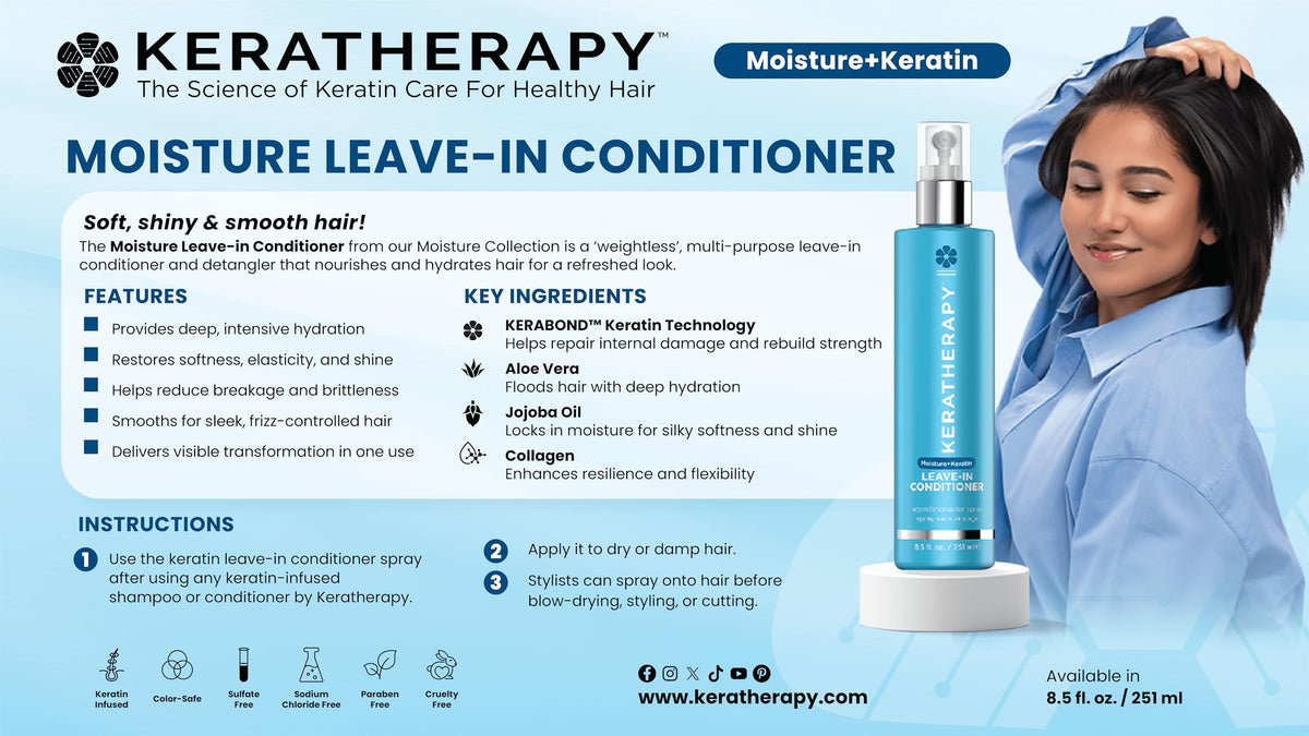 KERATHERAPY fine mist spray nozzle dispersing weightless conditioning for even coverage