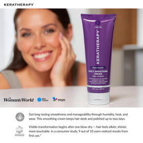 KERATHERAPY used during blowout with round brush showing smoother styling result
