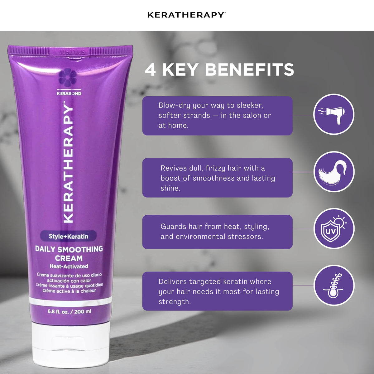 KERATHERAPY cream in hand demonstrating amount to use and quick application benefit