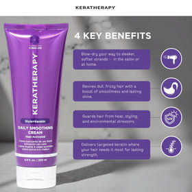 KERATHERAPY cream in hand demonstrating amount to use and quick application benefit