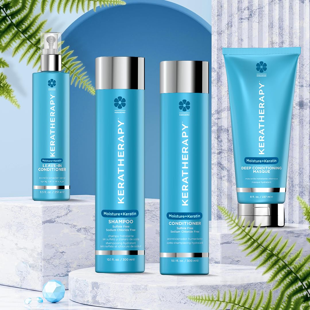 KERATHERAPY shampoo in shower being applied for frizz control benefit