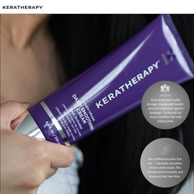 KERATHERAPY ingredient stack with collagen jojoba and argan illustrating nourishing blend
