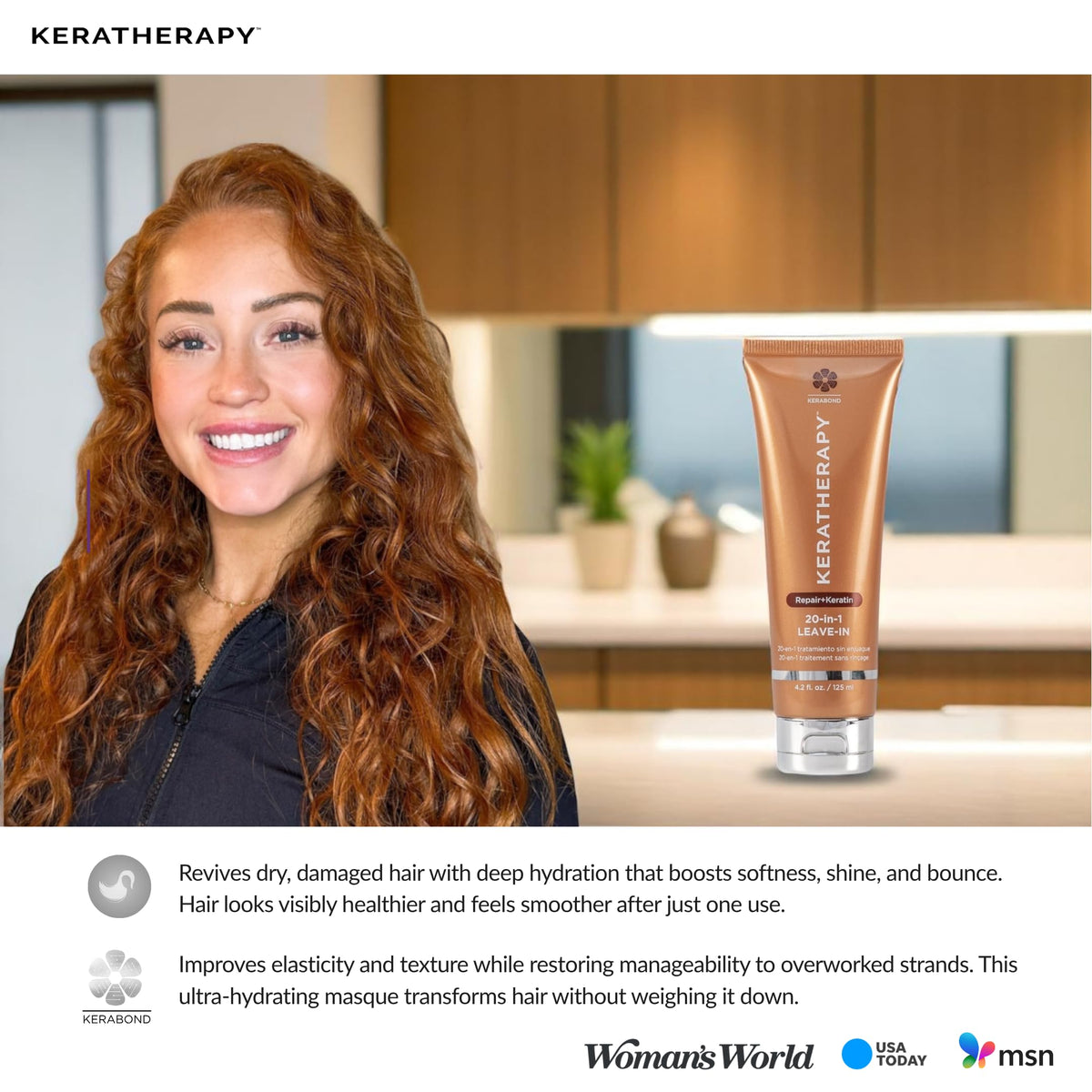 KERATHERAPY before and after split ends visual reducing appearance and frizz