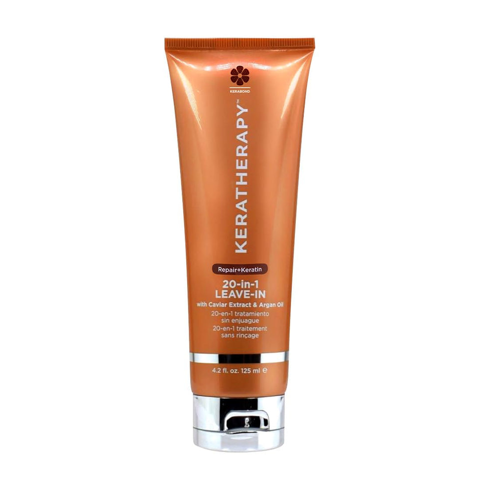 KERATHERAPY bottle front showing label and 20-in-1 benefits for simplified routine
