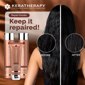 KERATHERAPY styled hair lifestyle shot showing smooth, glossy finished look